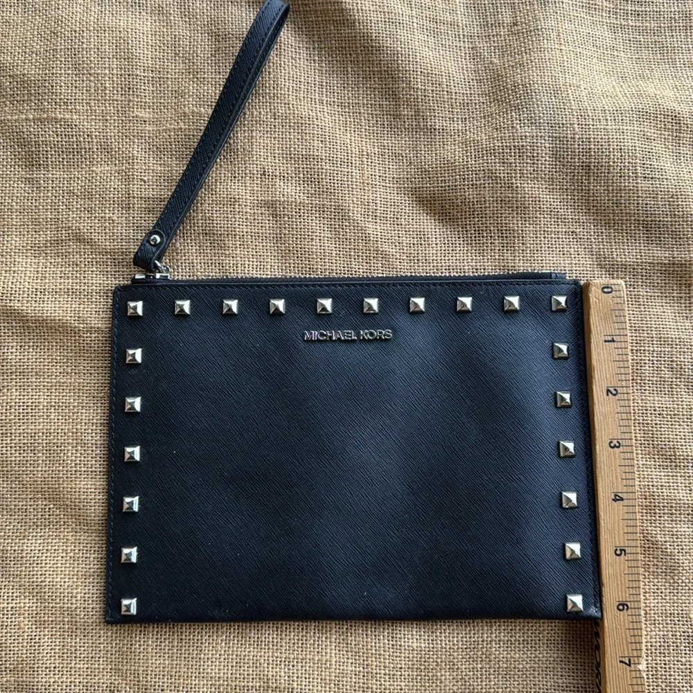 Michael Kors Black Studded Wristlet Wallet Bag